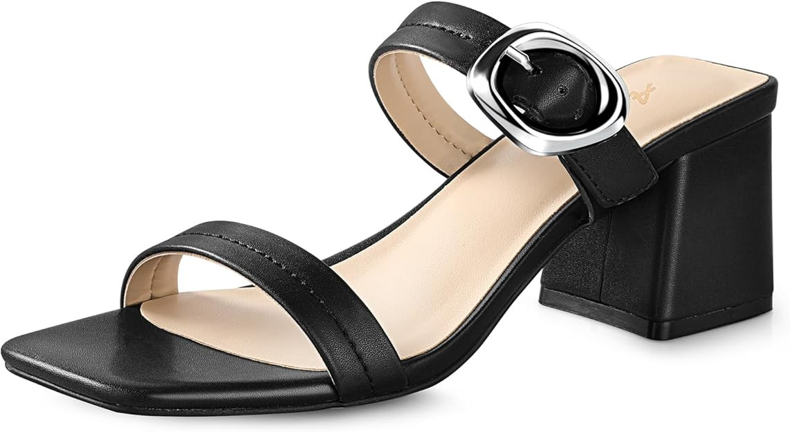 Women Square Open Toe Heels Comfortable Sexy Summer Cute Back Strap Heeled Sandals Wedding Party ... | Amazon (US)