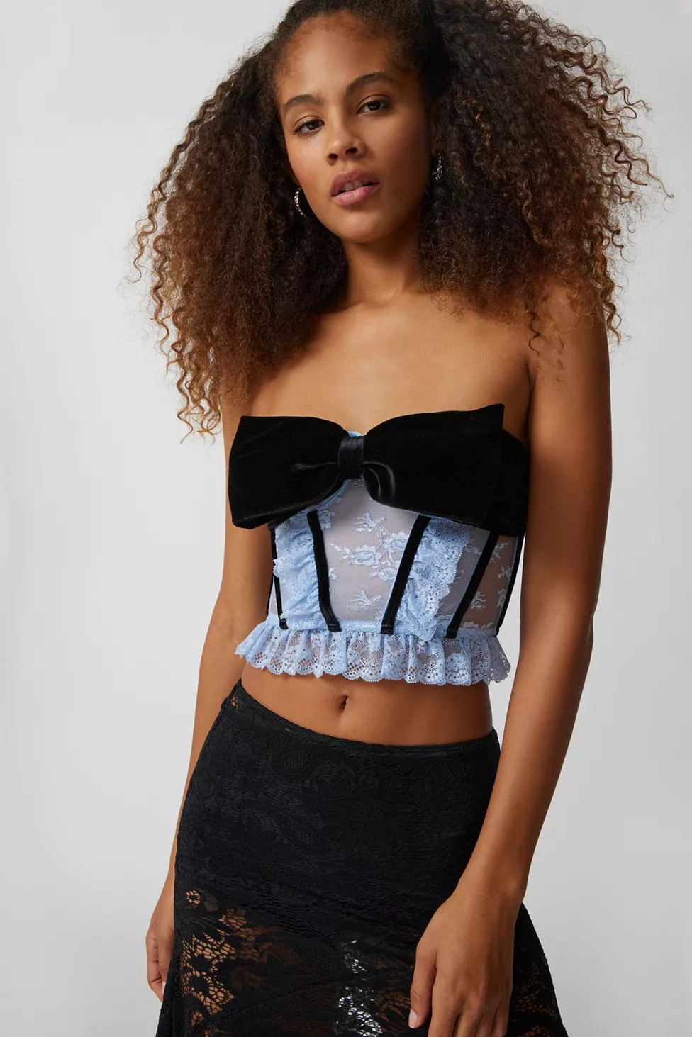 Out From Under Bow Down To Me Velvet & Lace Corset | Urban Outfitters (US and RoW)