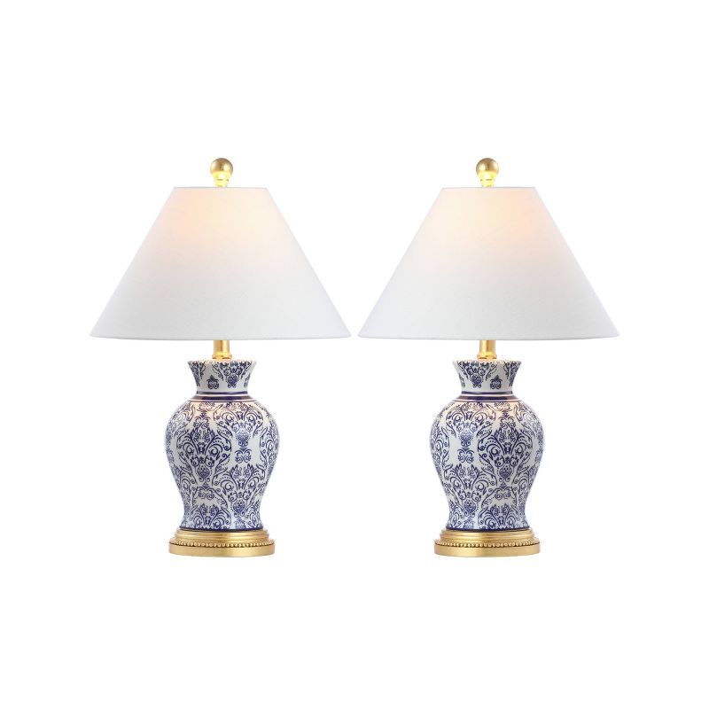 21" (Set of 2) Ceramic/Iron Classic Modern Table Lamps (Includes LED Light Bulb) Blue - JONATHAN ... | Target