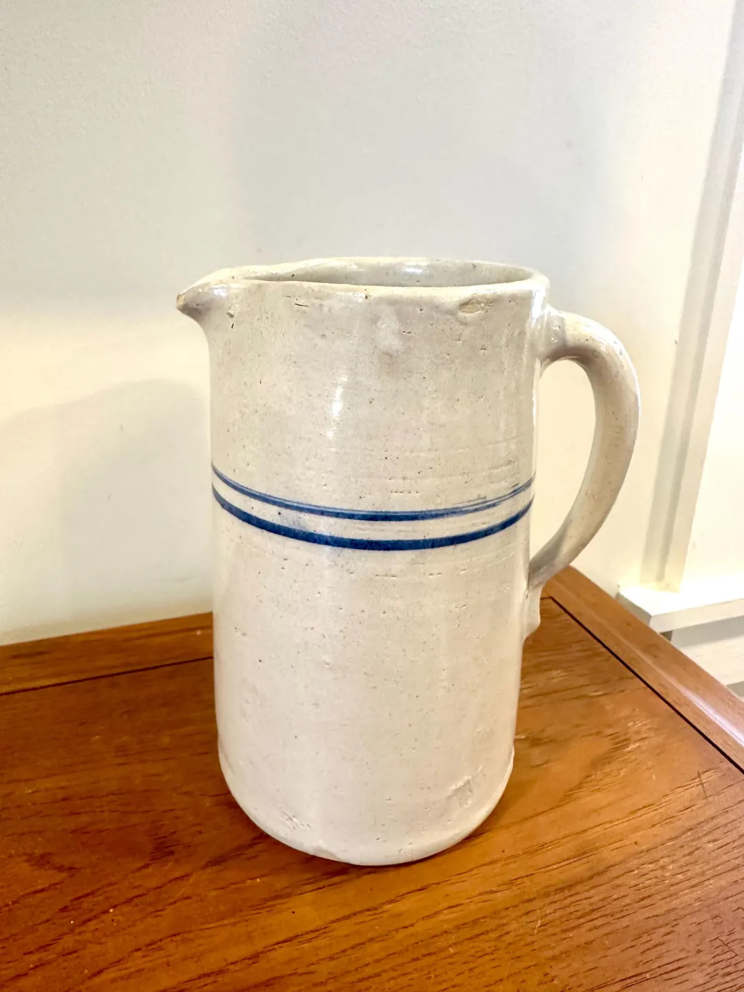 Vintage Stoneware/pottery Pitcher, Double Blue Stripe, Vintage Pottery Pitcher, Pottery Serving, ... | Etsy (US)