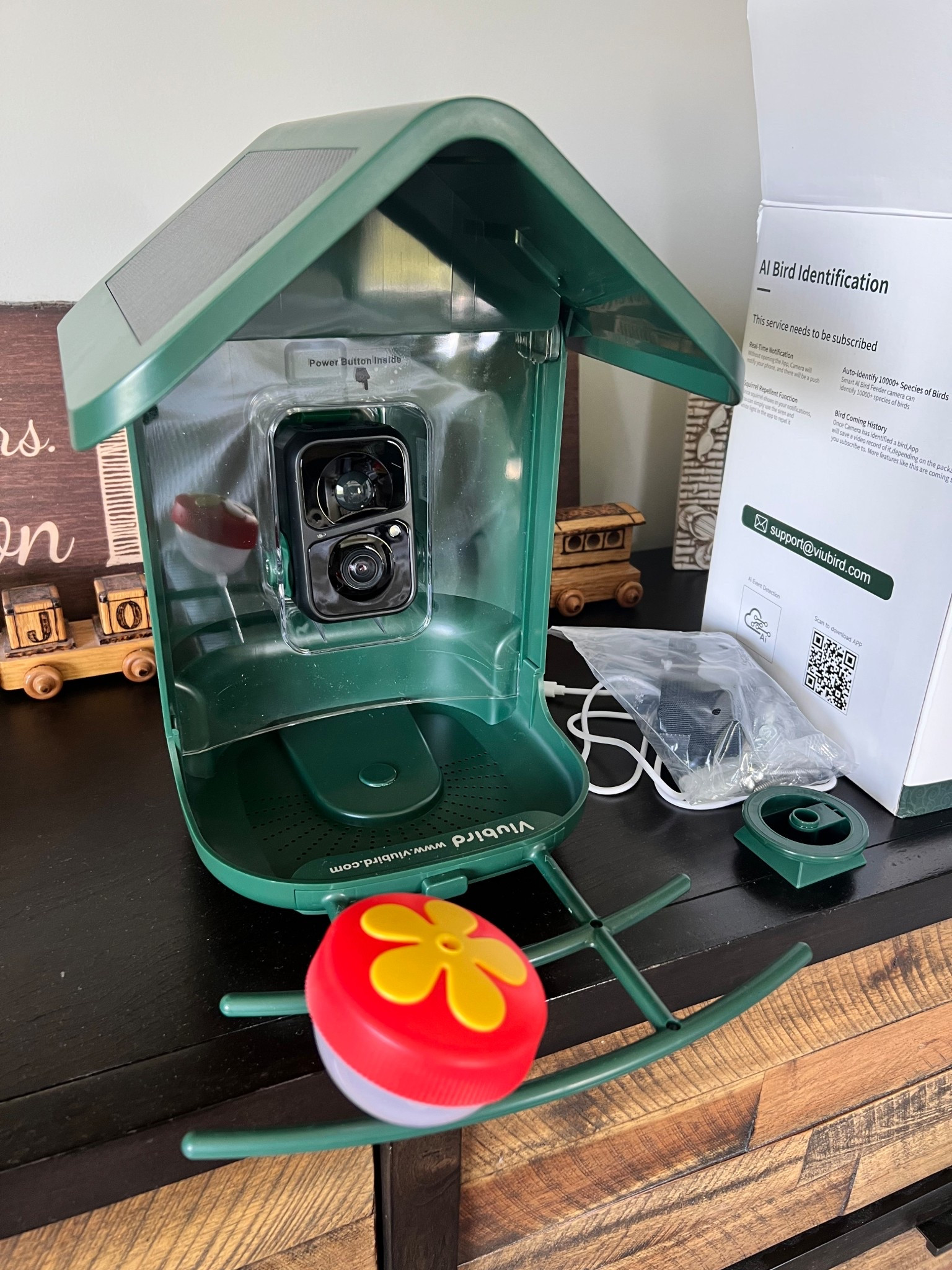 Solar bird feeder with hummingbird attachment. 

#birdfeeder #bird #feeder #solar 

#LTKSeasonal #LTKHome