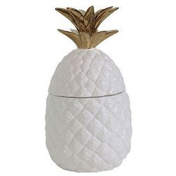 Ceramic Pineapple Shaped Jar White/Gold - 3R Studios | Target