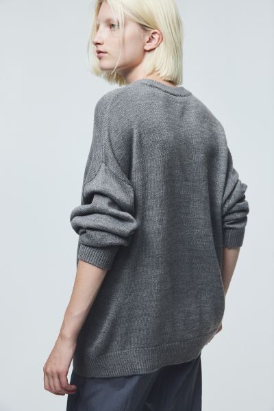 Jacquard-knit Sweater - Dark gray melange/Nirvana - Ladies | H&M US | H&M (US + CA)