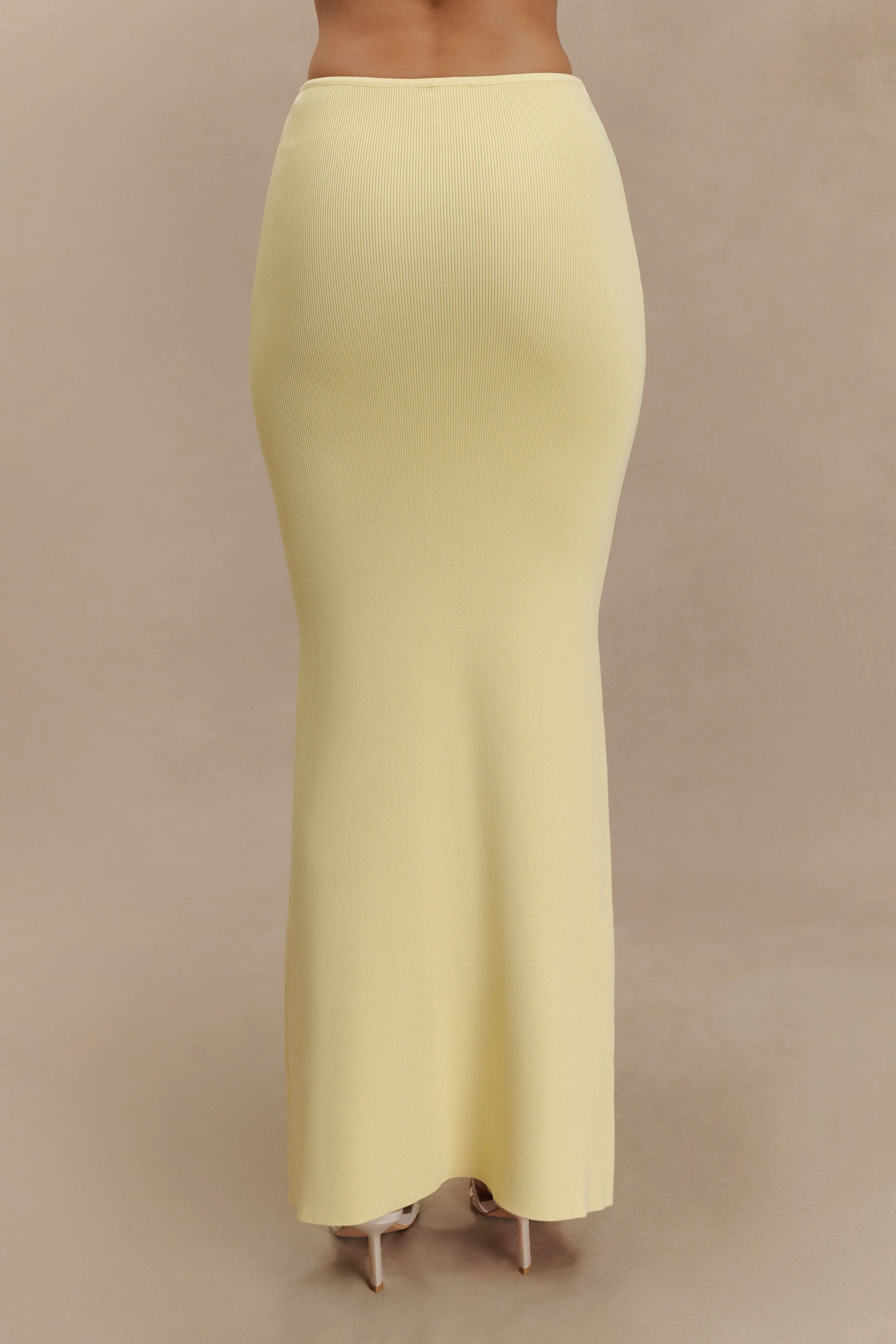 Keaton Fishtail Knit Maxi Skirt - Lemon | MESHKI US