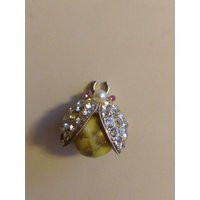 Vintage Small Bug Pin With Rhinestones & Faux Pearl, Ladybug | Etsy (US)