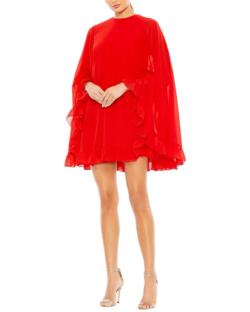 Mac Duggal High Neck Ruffle Hem Cape Mini Dress | Shop Simon