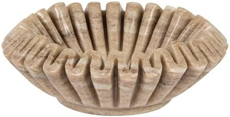 Creative Co-Op Round Marble Pleated Dish, Beige | Amazon (US)