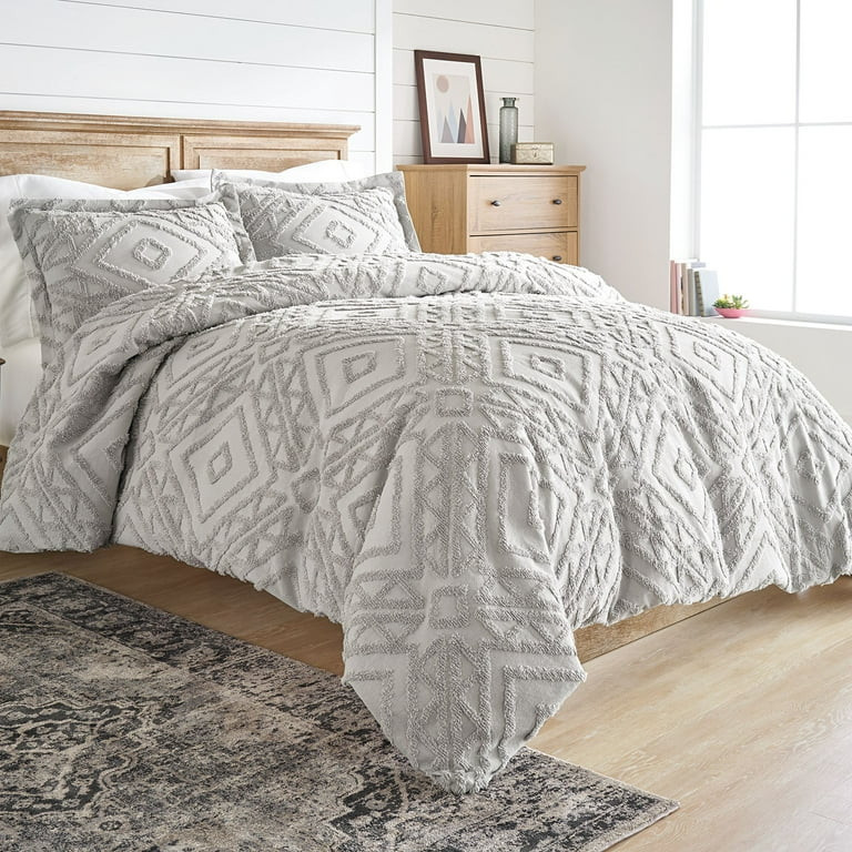 Better Homes & Gardens 3-piece Gray Chenille Duvet Cover Set, Full/Queen | Walmart (US)