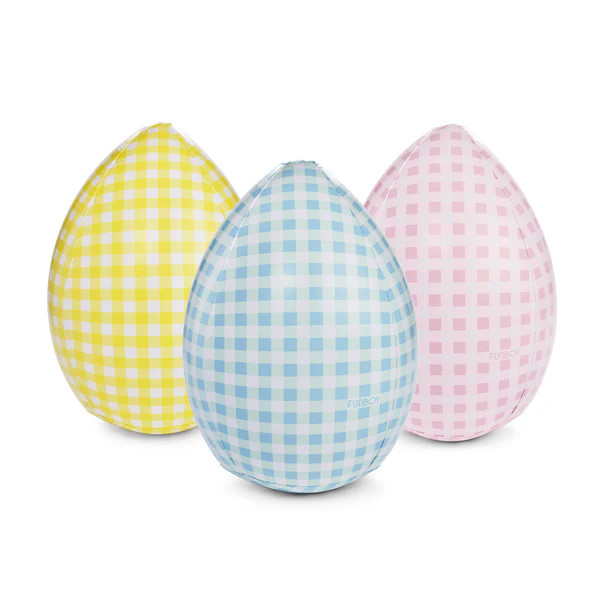 Inflatable Easter Eggs Gingham, Light Up, 3-Pack | FUNBOY