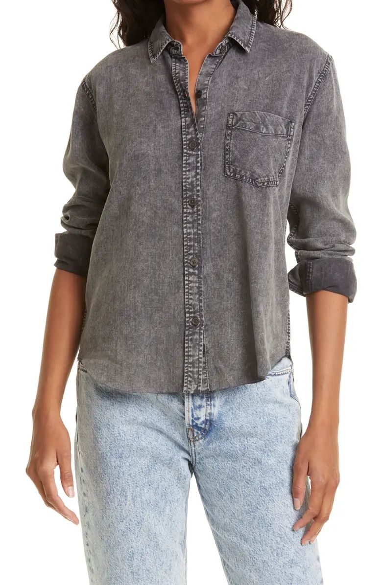 Ingrid Raw Hem Long Sleeve Button-Up Shirt | Nordstrom