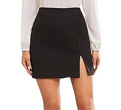 Women's Summer Solid Split Hem Zip Back Mini Workwear Skirt | Amazon (US)