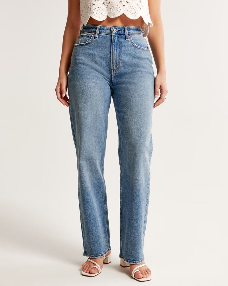 Women's Curve Love High Rise Vintage Straight Jean | Women's Sale | Abercrombie.com | Abercrombie & Fitch (UK)
