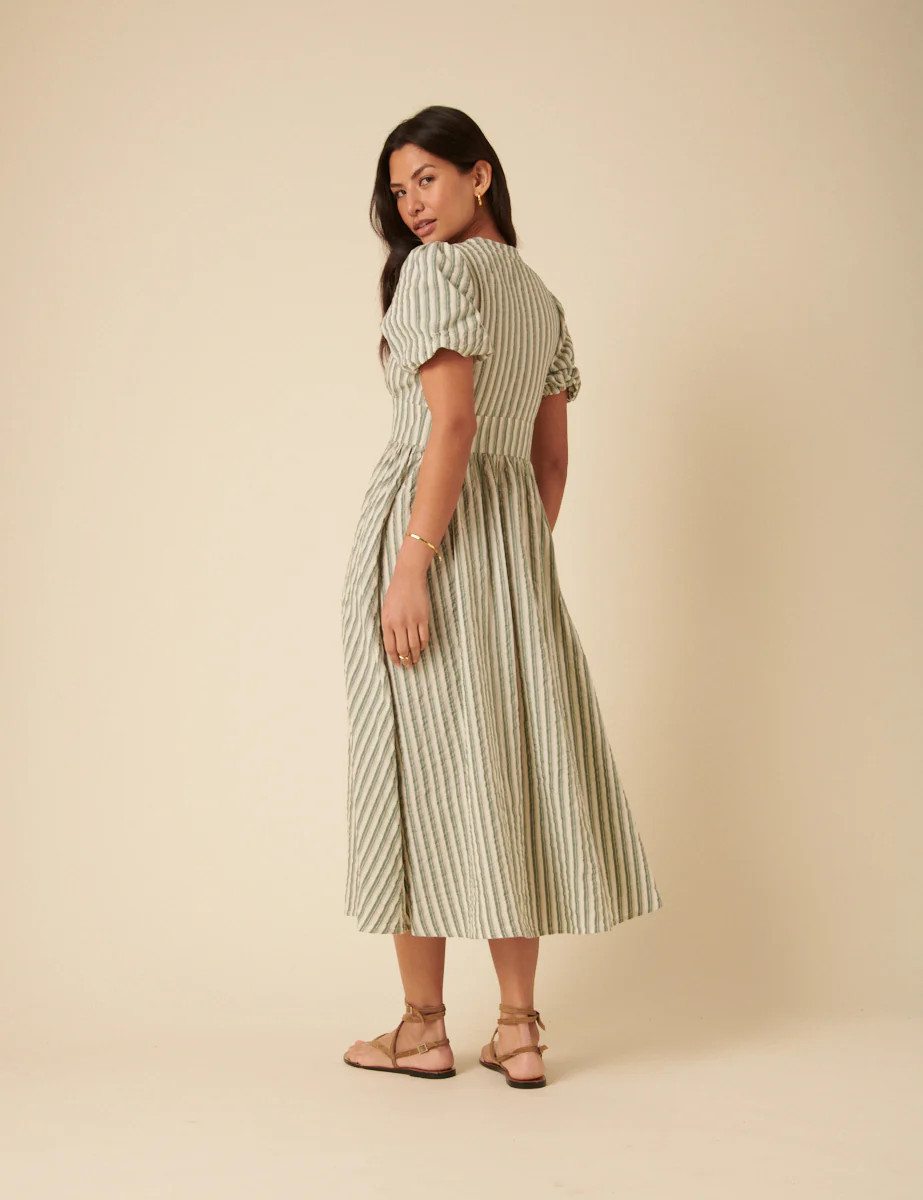 Green Pinstriped Starlight Midi Dress | Nobody's Child