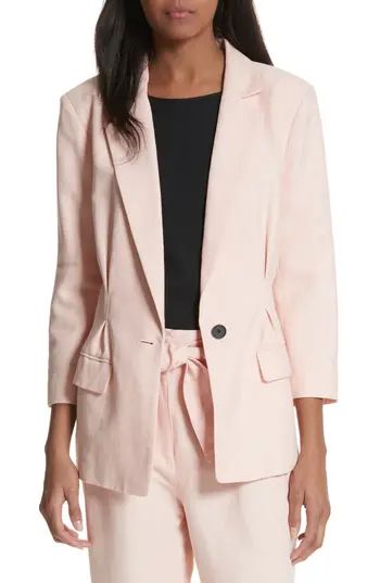 Women's Joie Lian Cotton & Linen Blazer, Size 0 - Pink | Nordstrom