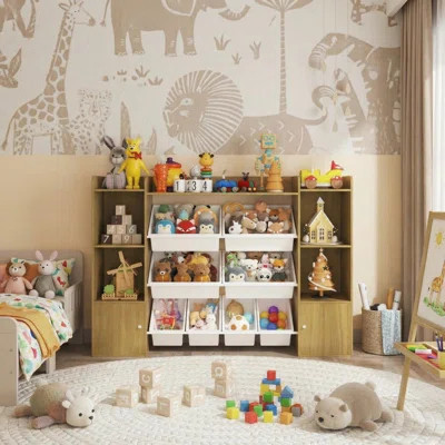 4-Tier Toy Organizers Kid Bookshelf with 8 Removable Toy Bins for Study Room, Bedroom | Wayfair North America