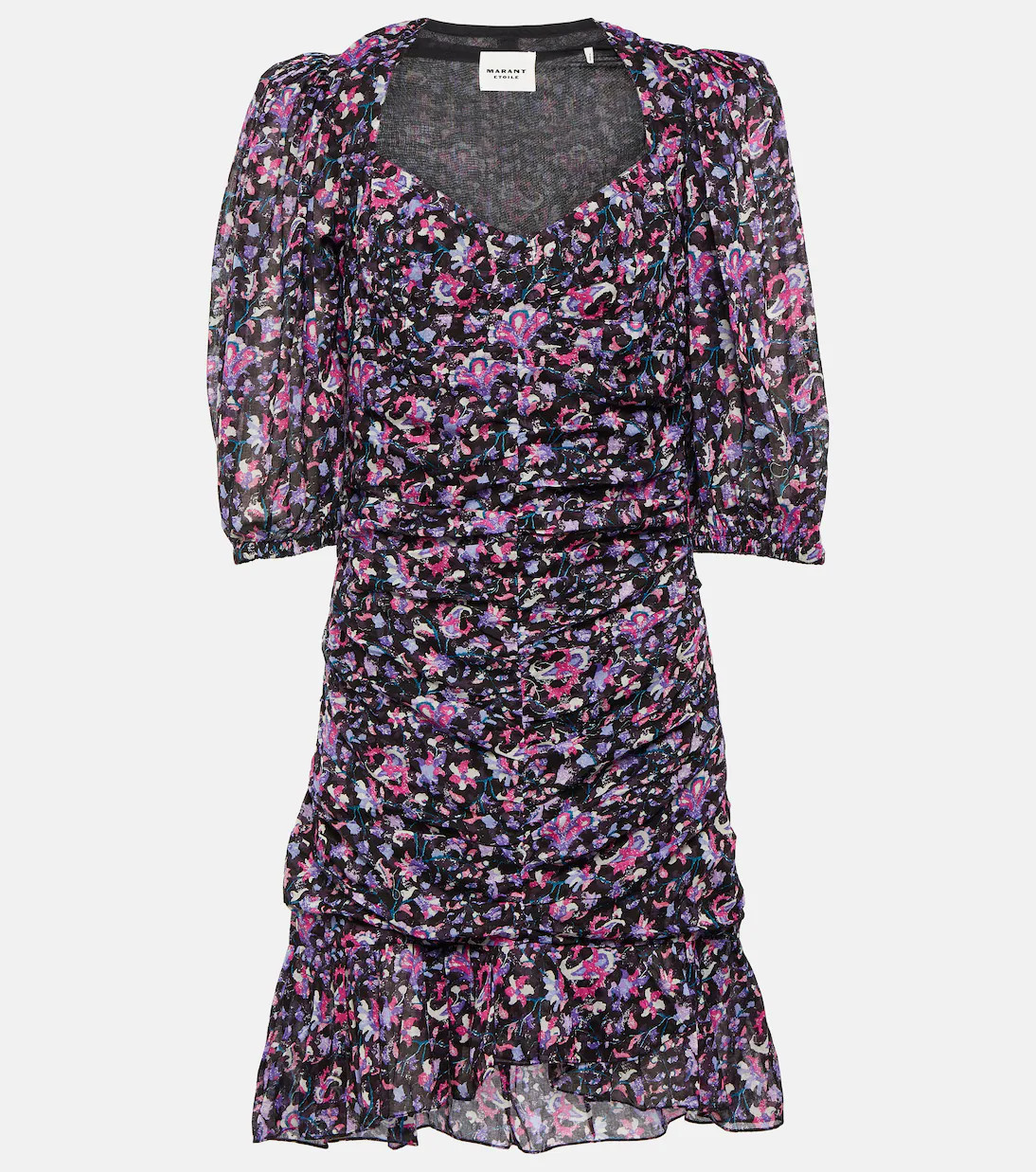 Lunesa ruched printed cotton minidress | Mytheresa (UK)