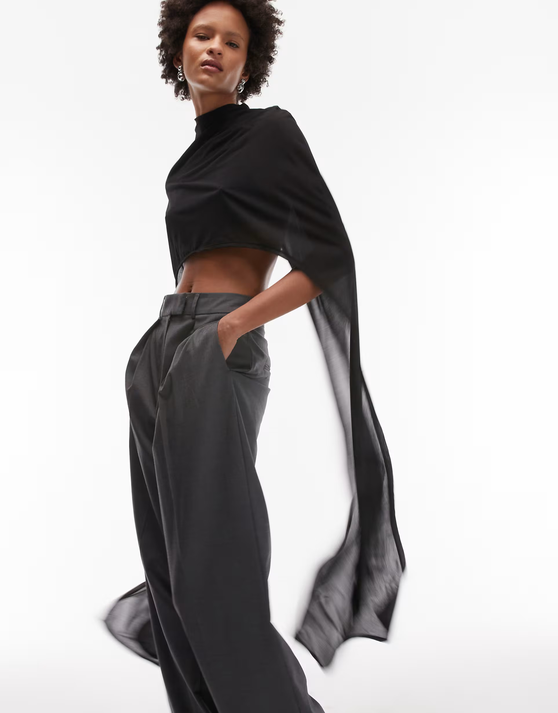 ASOS DESIGN floor length mesh cape top in black | ASOS (Global)