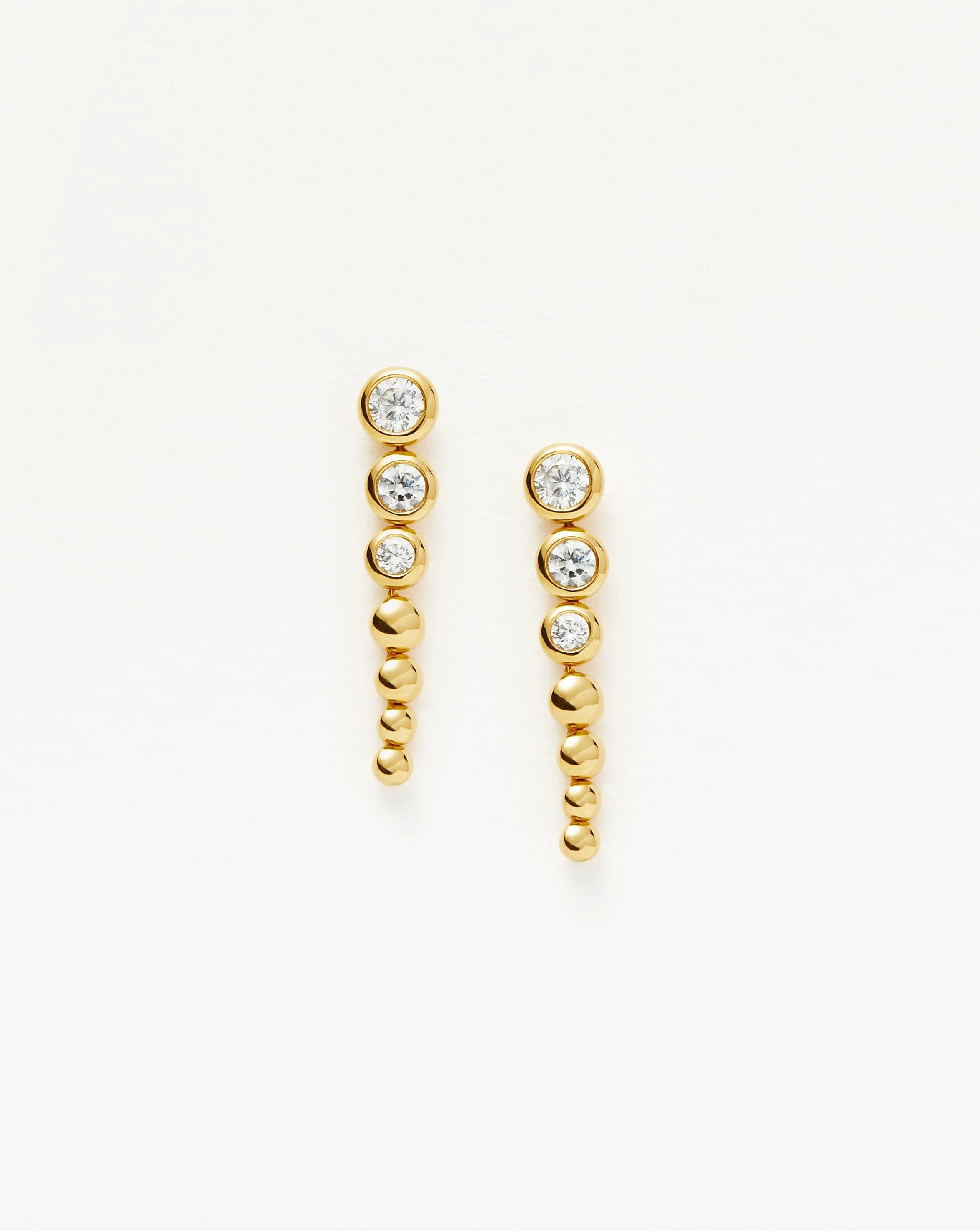 Tennis Beaded Stone Drop Stud Earrings | 18ct Gold Plated Vermeil/Cubic Zirconia Earrings | Missoma US