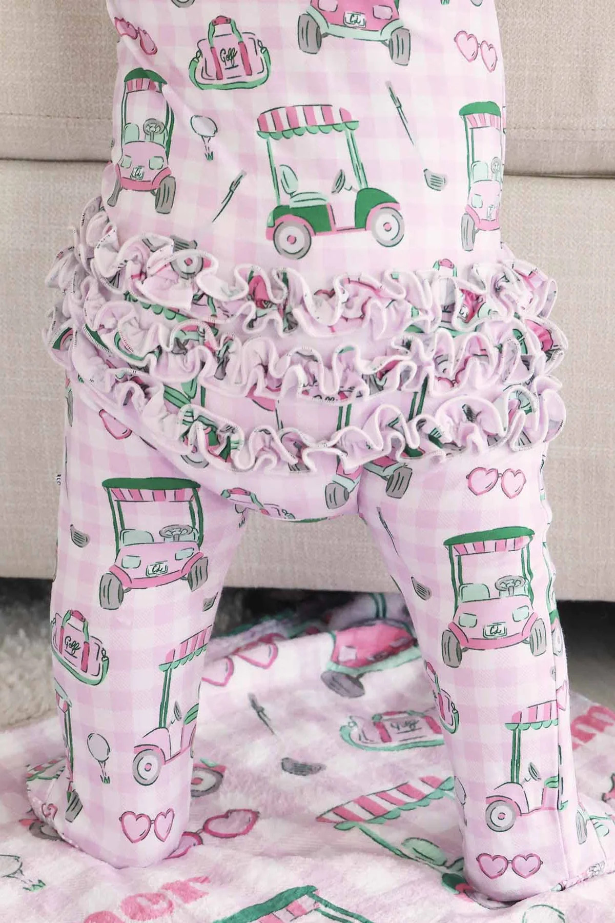 Birdie Babes Ruffle Zipper Footie | Pink | Caden Lane