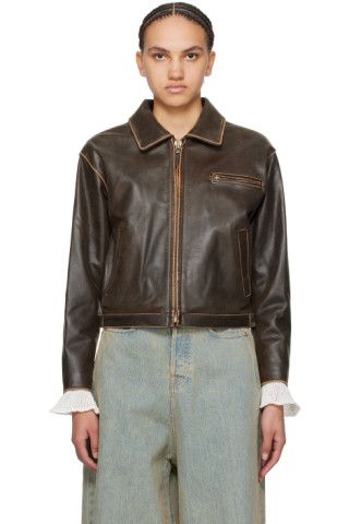 SSENSE Exclusive Brown Leather Jacket | SSENSE