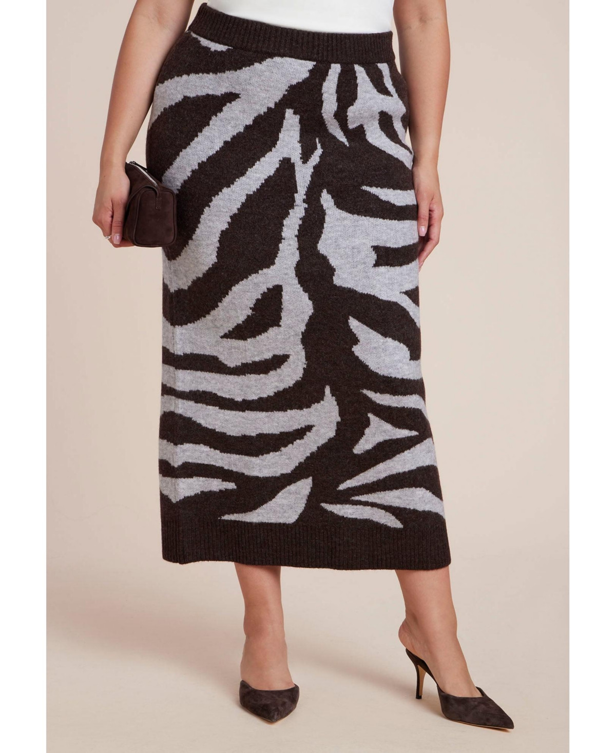 Eloquii Women's Intarsia Maxi Skirt - Zebra love brown | Macy's