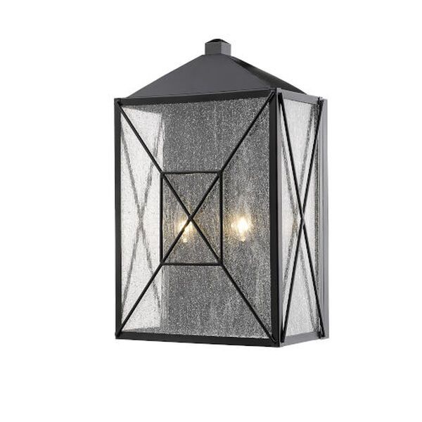 Caswell Powder Coat Black Two-Light Outdoor Wall Sconce | Bellacor