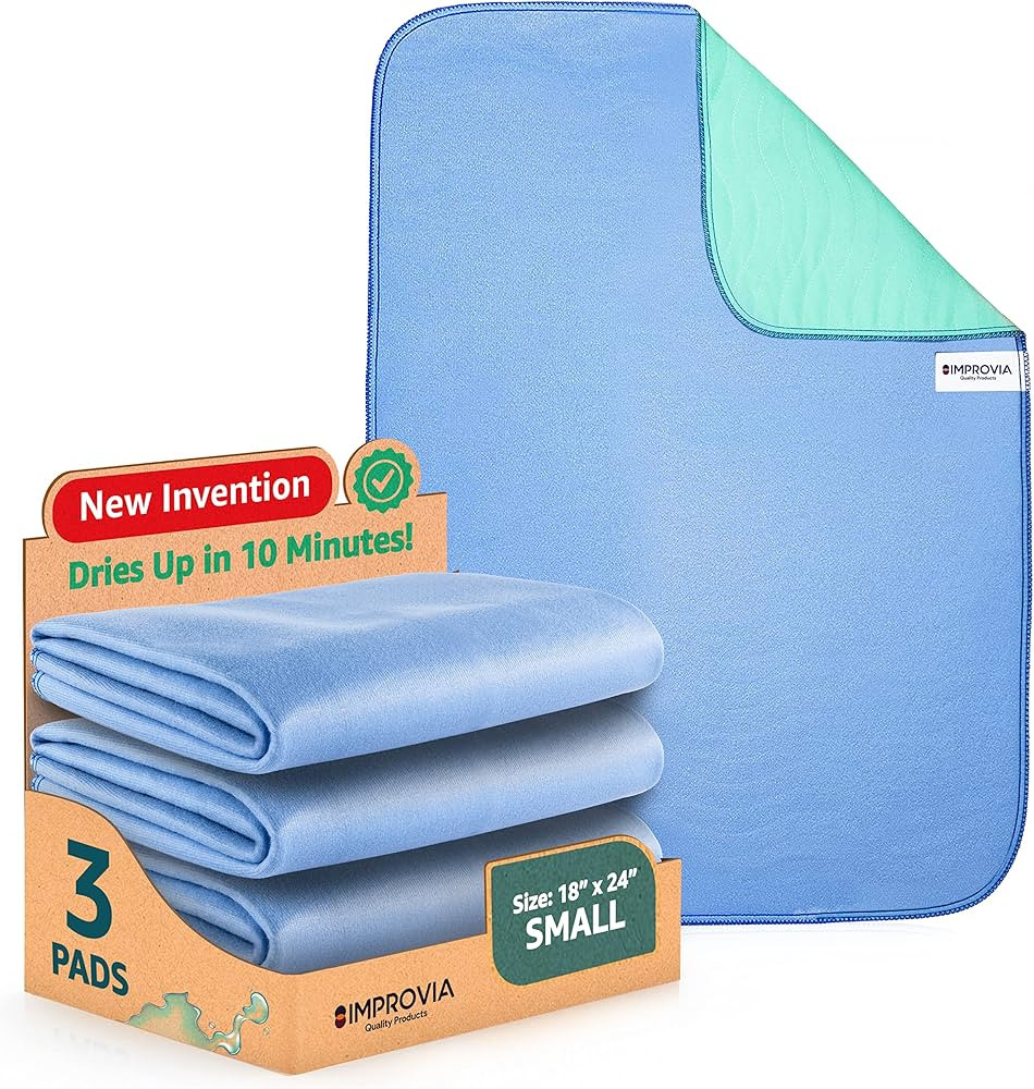 IMPROVIA® Washable Underpads, 18" x 24" (Pack of 3) - Heavy Absorbency Reusable Incontinence Pad... | Amazon (US)