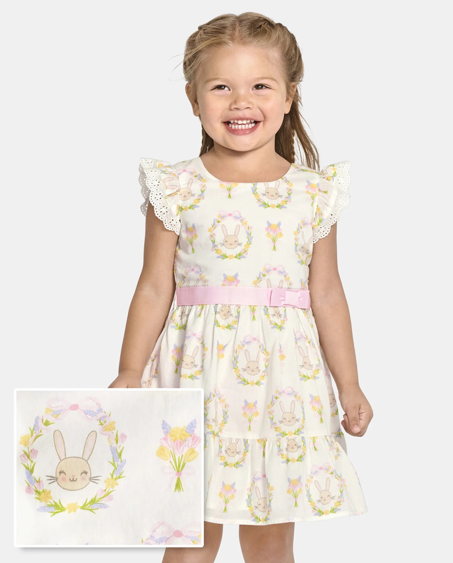 Toddler Girls Bunny Ruffle Dress - simplywht | The Children's Place