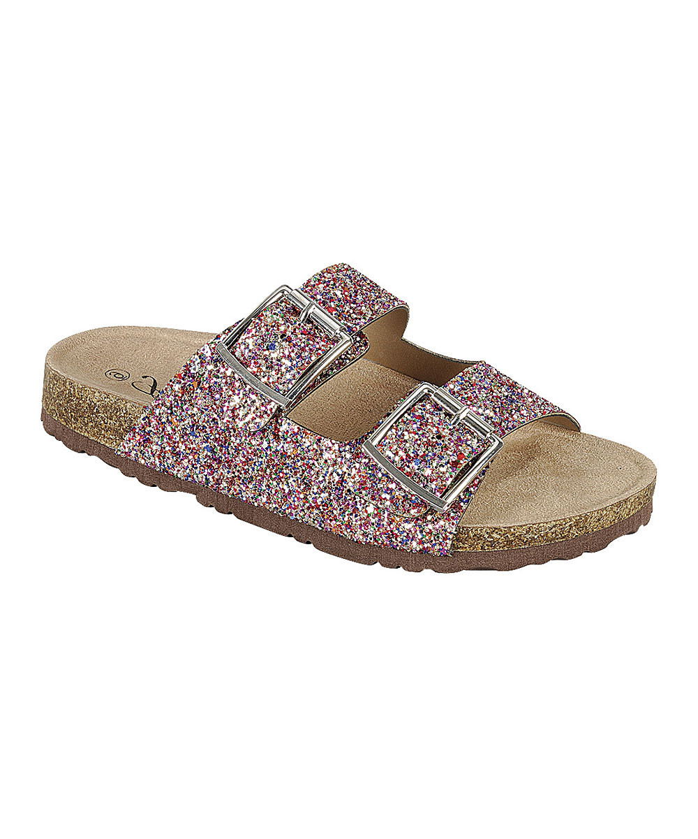 Forever Link Shoes Women's Sandals MULTI - Pink Glitter Buckle Dual Strap Birken Sandal - Women | Zulily