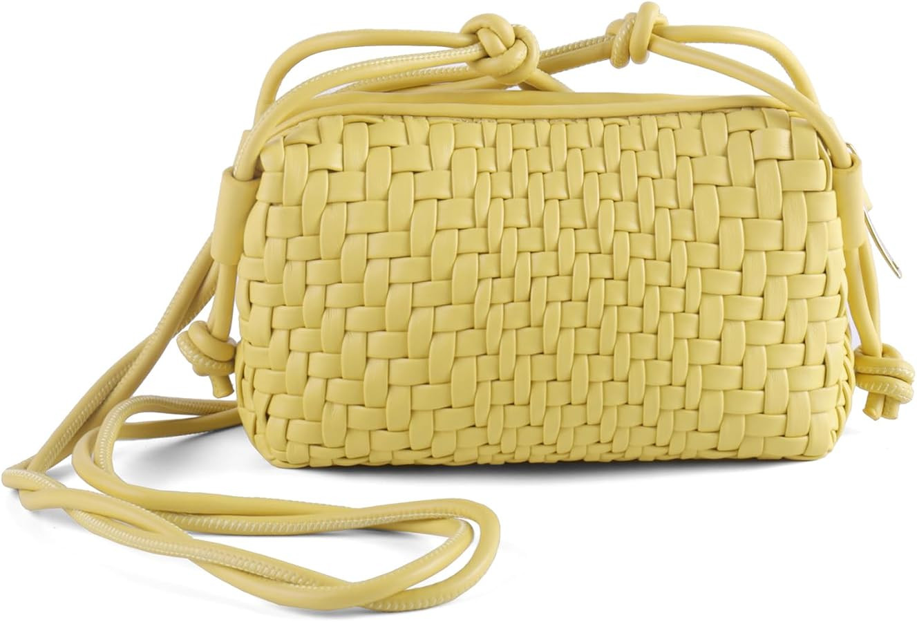 Small Woven Crossbody Bag for Women, Vegan Leather purse | Amazon (US)