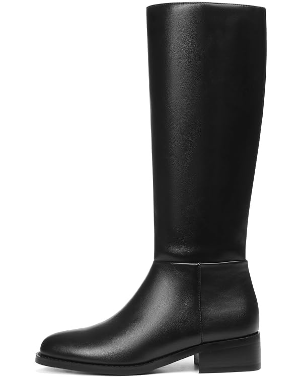 Mattiventon Knee High Boots Women Fashion Long Tall Boots with Round Toe Low Heel Side Zip Stretc... | Amazon (US)