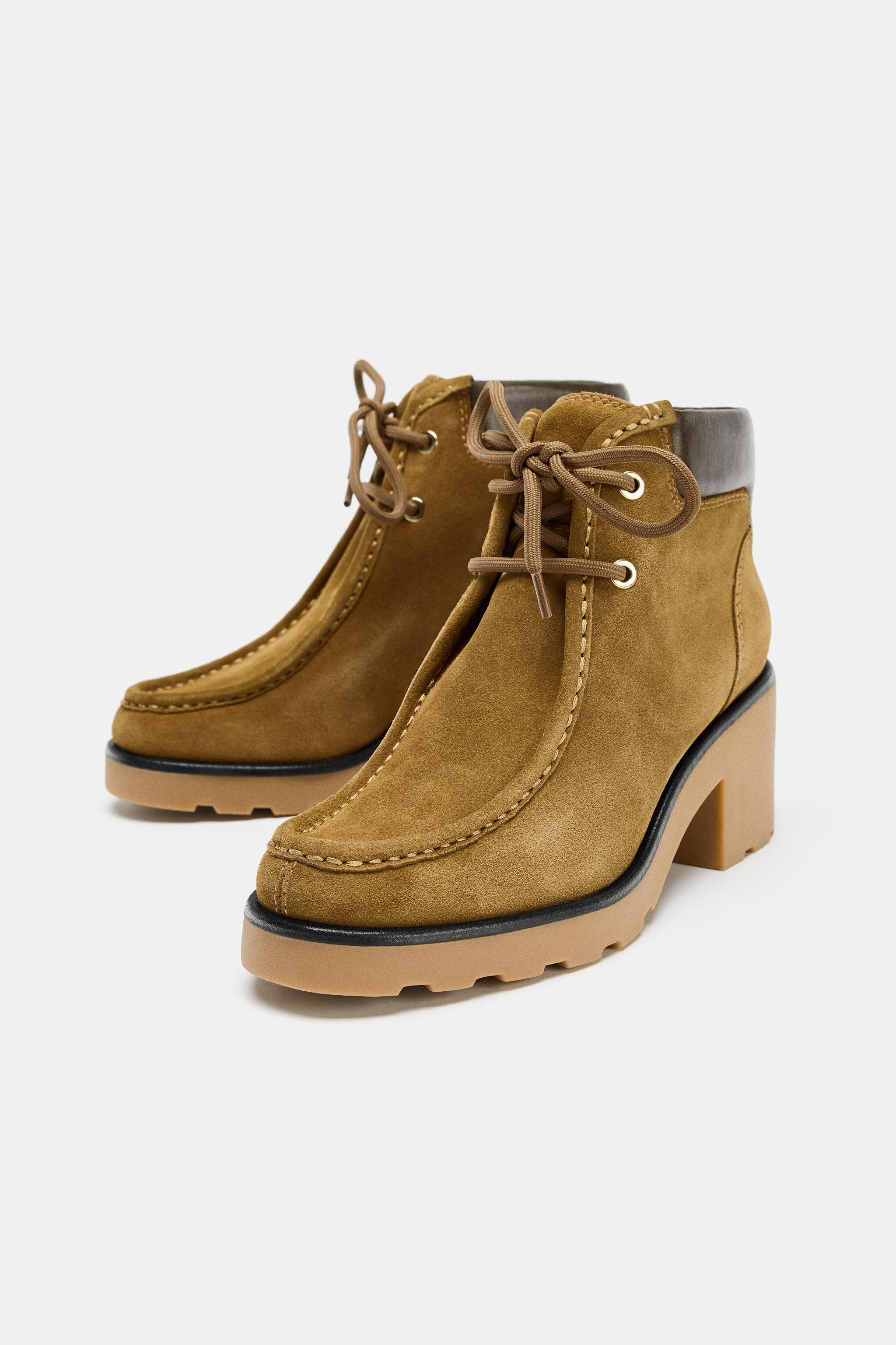 LACED HEELED ANKLE BOOTS | Zara US