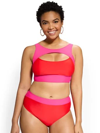 colorblock cut-out bikini top - ny&c swimwear | New York & Company