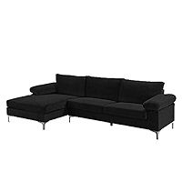 Casa Andrea Milano llc Modern Large Velvet Fabric Sectional Sofa, L-Shape Couch with Extra Wide Chai | Amazon (US)