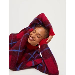 Red Checked Oversized Brushed Jumper | George