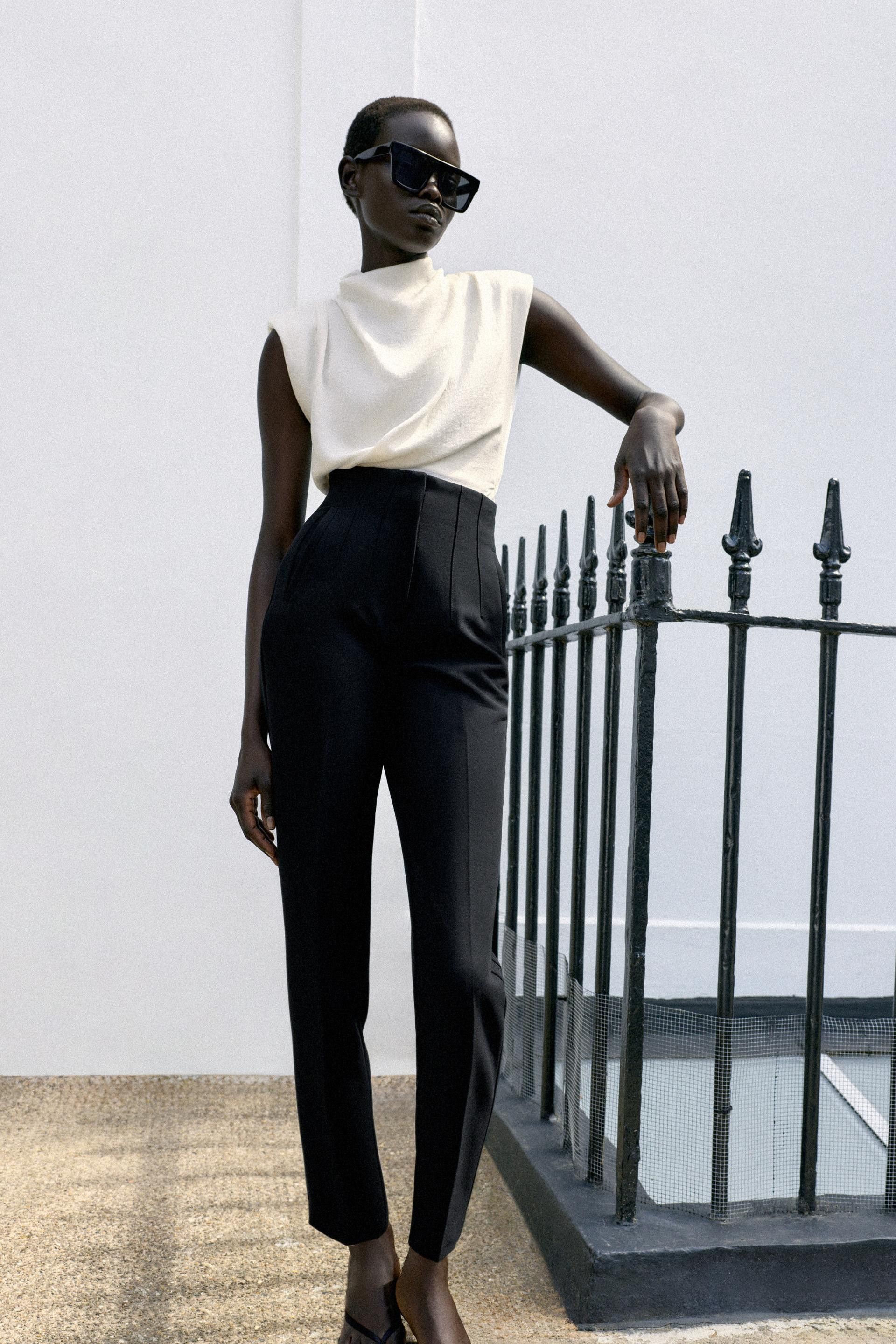 Zara - High-Waisted Pants - White - L - Woman | Zara US