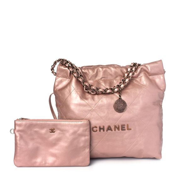 Metallic Calfskin Quilted Chanel 22 Pink | FASHIONPHILE (US)