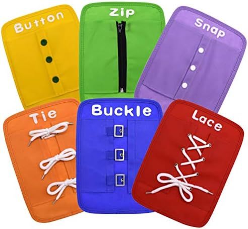 YIISUN Busy Board Early Learning Basic Life Skills Learn to Dress Boards-Button,Zip,Lace,Buckle,T... | Amazon (US)