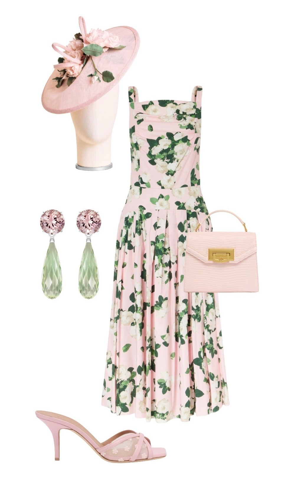 For the lady who wants to pull out all the stops at Royal Ascot, this divine dress partners so beautifully with the floral fascinator and cute vintage inspired mules - she’s bound to turn heads 🌿

Pink Floral Midi Dress - Carolina Herrera at Net a Porter 

Pink Mesh Floral Mules - Malone Souliers at Harrods

Pink Hat / Fascinator - Rachel Trevor Morgan at Harrods

Pink Leather Mini Cheltenham Top Handle Bag - Holland Cooper 

Labrodite Drop Earrings - Augustine at Wolf & Badger

#LTKsummer #LTKwedding #LTKdresses #LTKluxury #LTKuk #LTKeurope