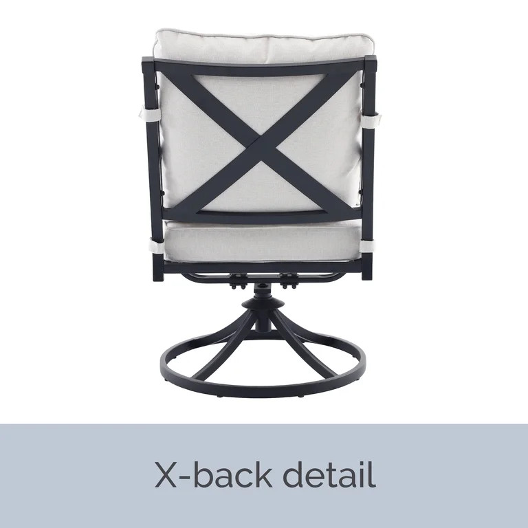 My Texas House Cambria Swivel Outdoor Dining Chair - Set of 2, Black | Walmart (US)