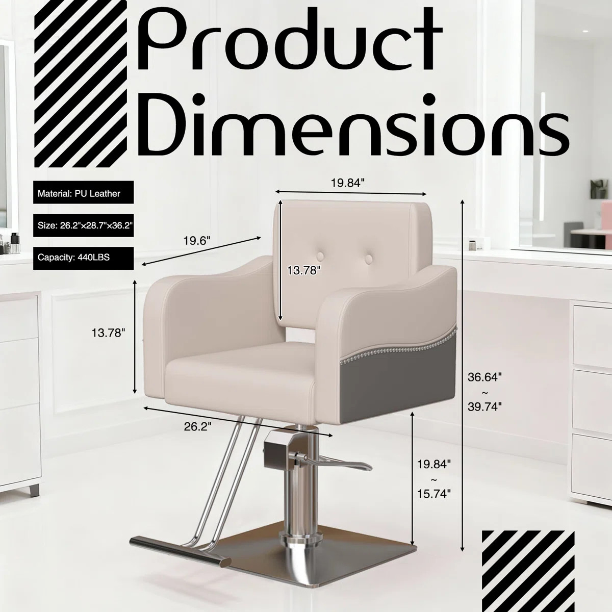 Salon Chair,Barber Chair For Hair Stylist,Height Adjustable Stylist Chairs With Pu Leather,360°S... | Wayfair North America