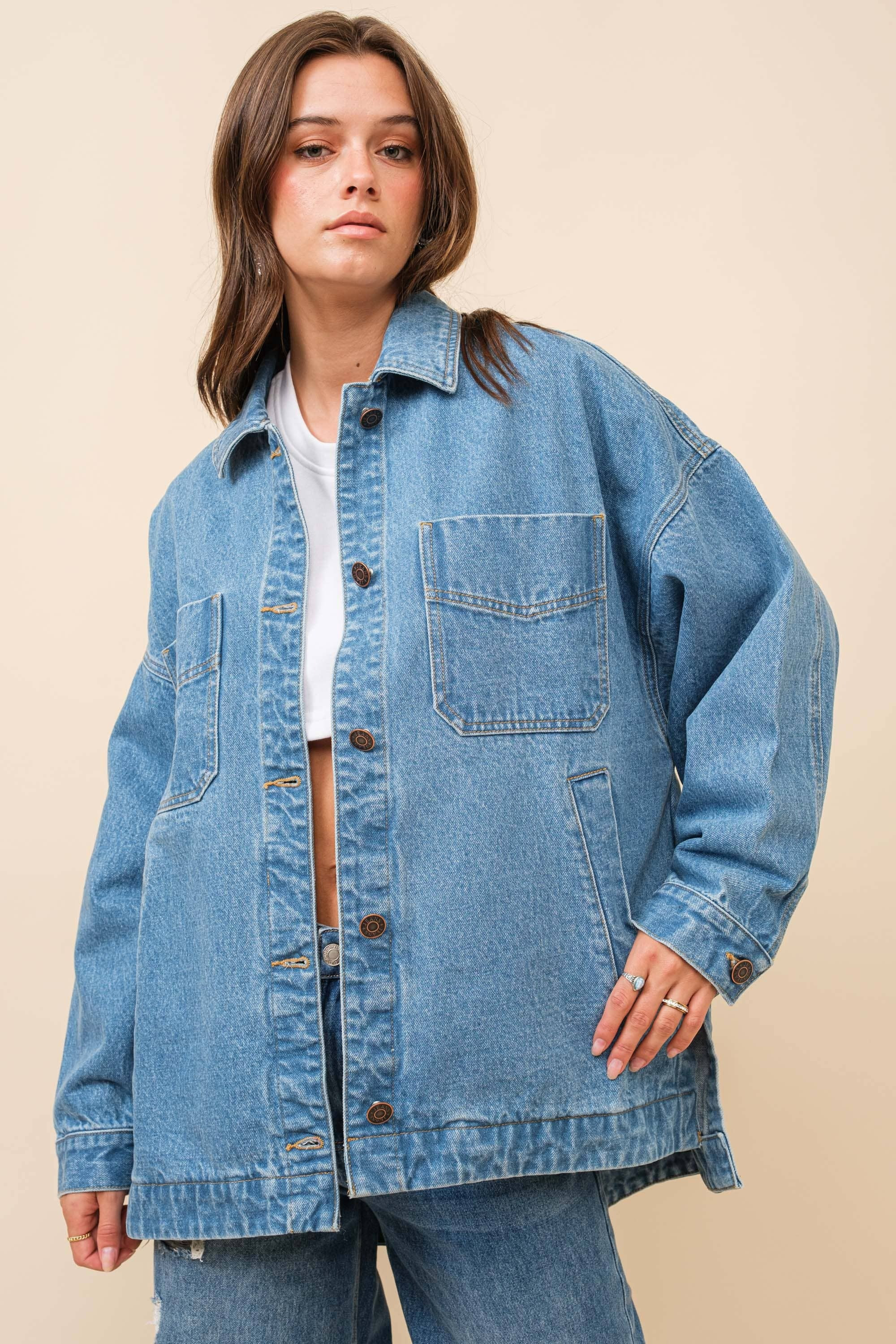 Wyatt Oversized Boyfriend Denim Jacket | Wishbone Boutique