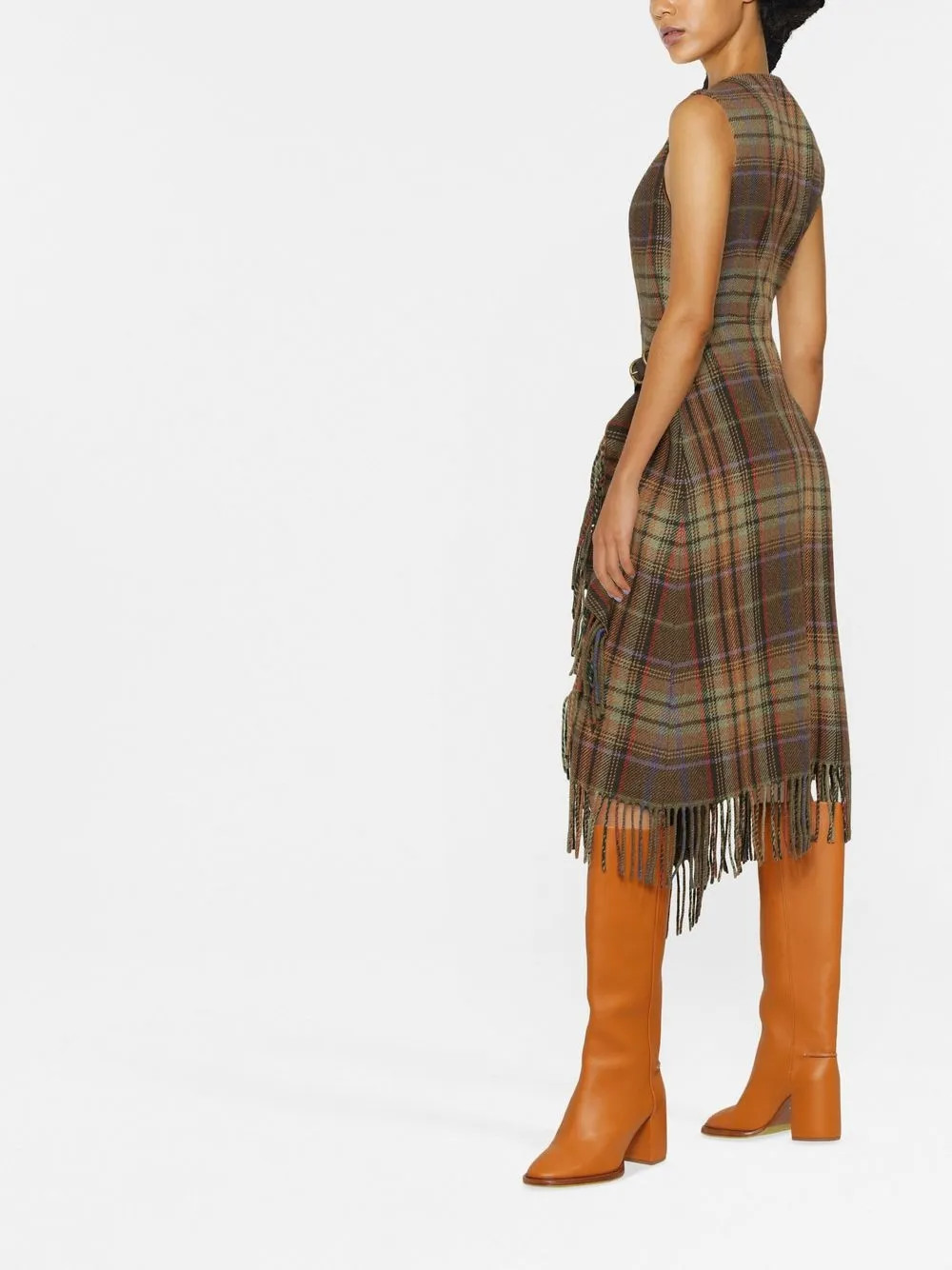 plaid-pattern asymmetric knitted dress | Farfetch Global
