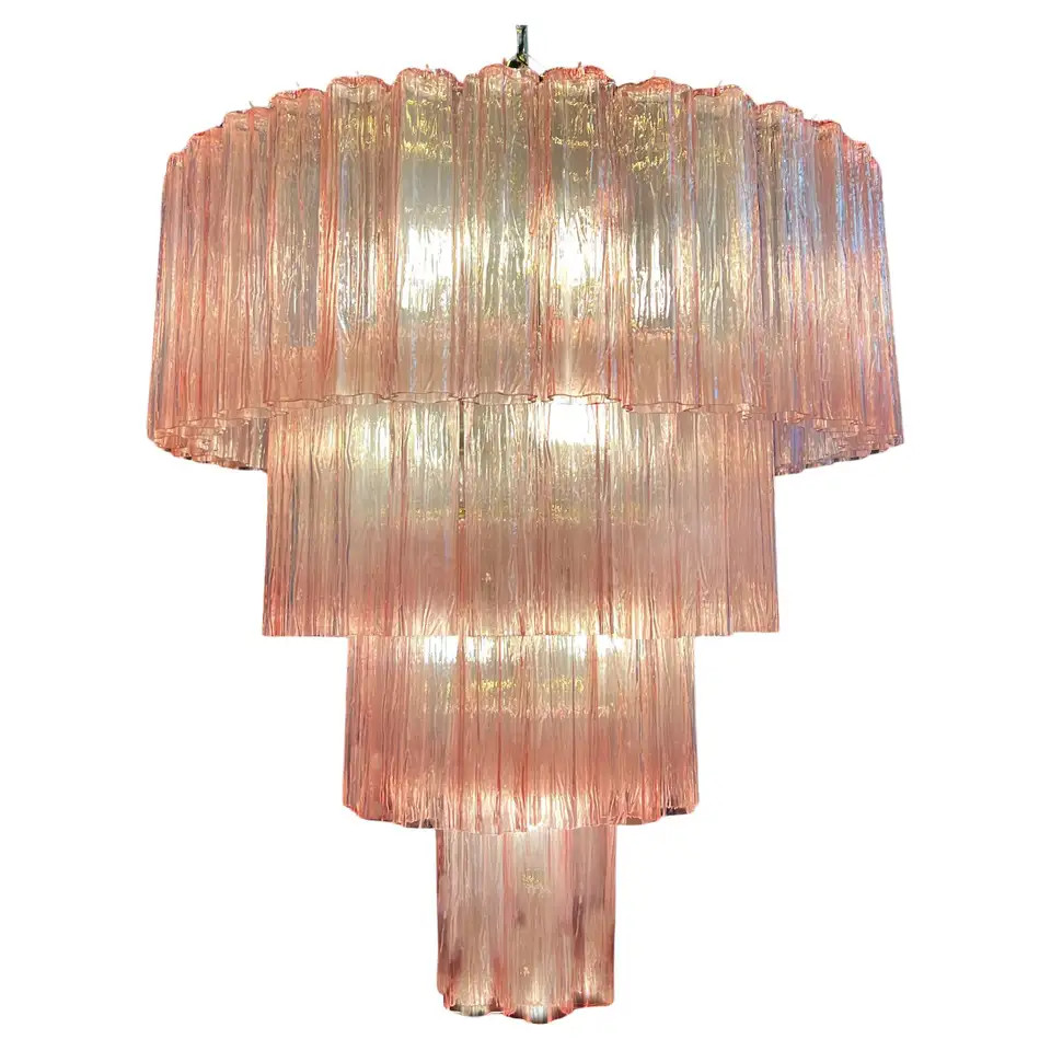 Majestic Pink Murano Chandelier | 1stDibs