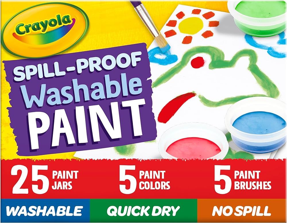 Crayola Spill Proof Paint Set (25ct), Washable Paint for Kids, Kids Craft Supplies, Holiday Gift ... | Amazon (US)