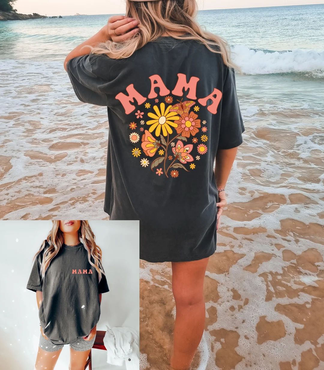 Floral Mama Oversized Shirt, Retro Mama Shirt, Flower Mom Shirt, Mother's Day Shirt, Gift to Mom,... | Etsy (US)