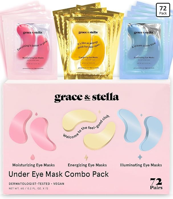grace & stella Under Eye Mask - Reduce Dark Circles, Puffy Eyes, Undereye Bags, Wrinkles - Gel Un... | Amazon (US)