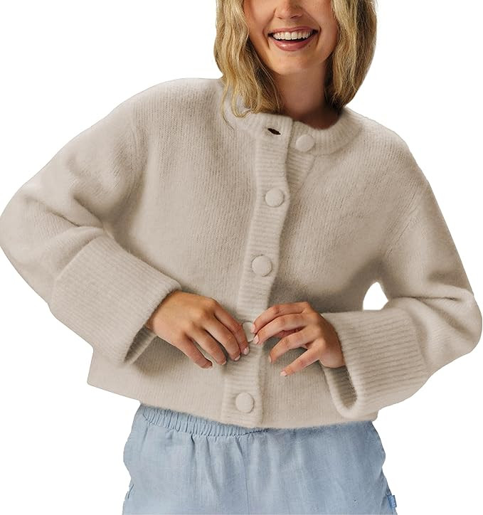 Women's Cardigans Lightweight Button Sweaters Casual High-Folded Sleeve Knit Jacket Cozy Fashion ... | Amazon (US)
