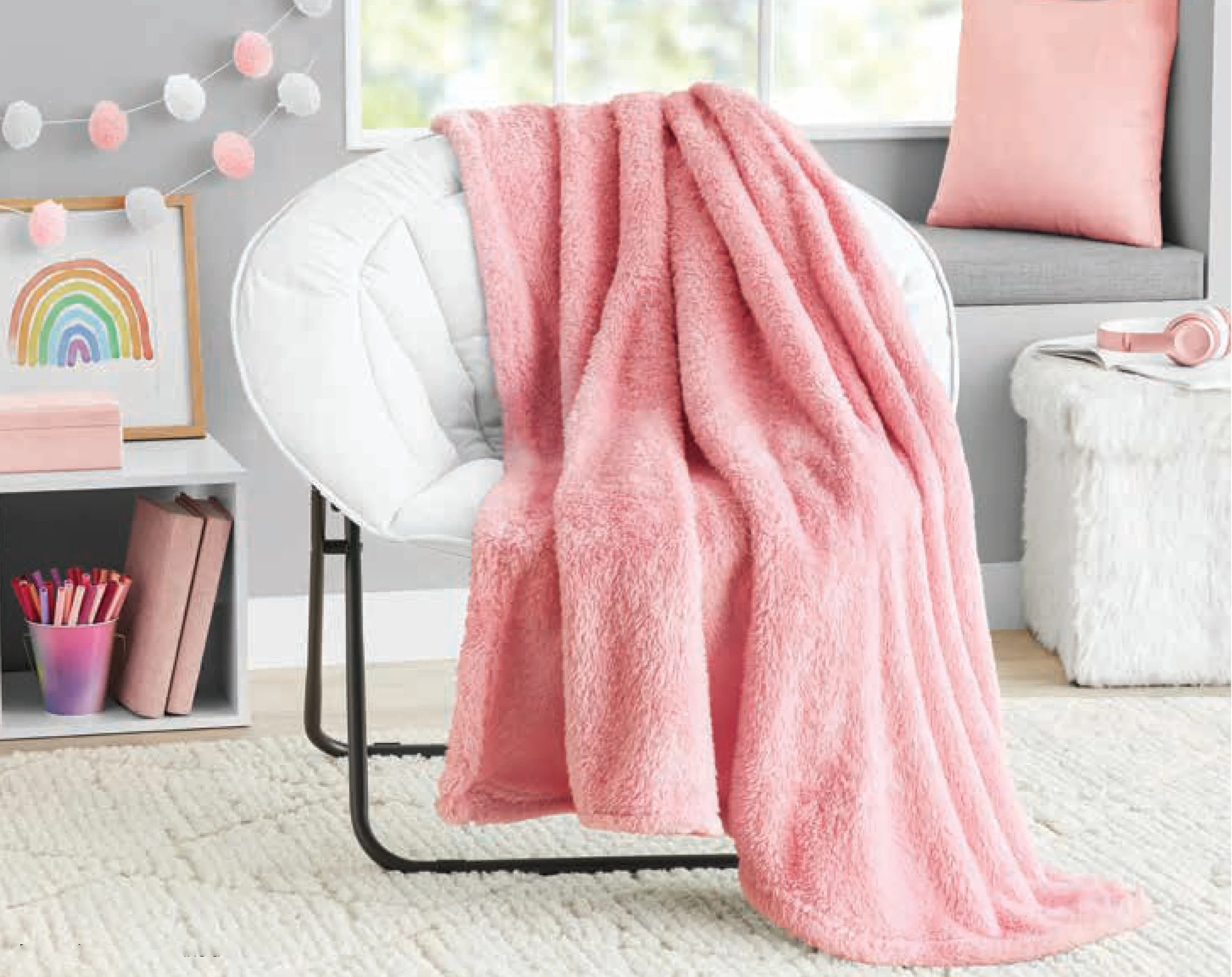 Your Zone Pink, Soft, Oversized, Fuzzy  Throw Blanket for Kids, 72 x 50 inches | Walmart (US)