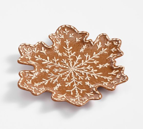 Gingerbread Snowflake Stoneware Platter | Pottery Barn (US)